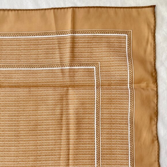 Vintage Beige Chevron Weave Print Polyester Square Scarf 27" X 27" Japan White - Picture 6 of 13